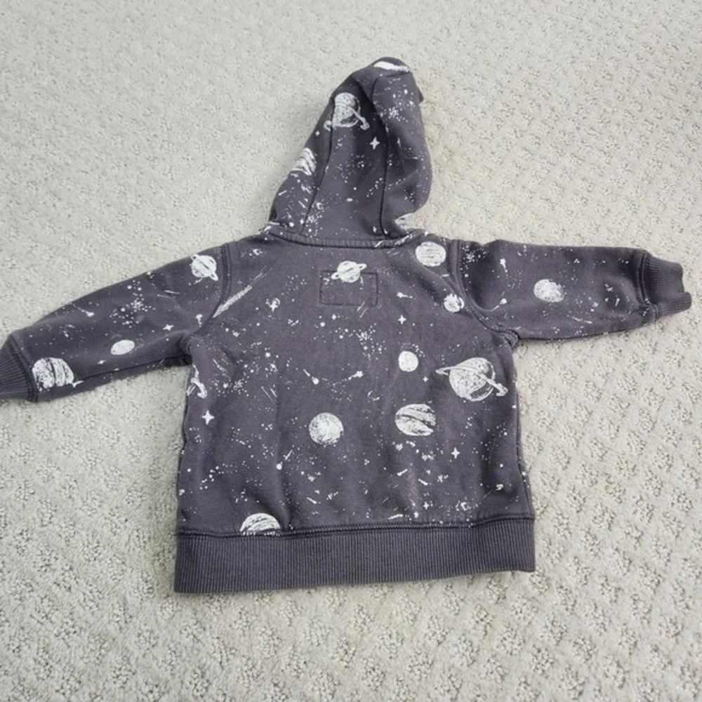 Carter's Baby Boy Space Print Zip Up‎ Hoodie Gray Planets Stars size 6 months